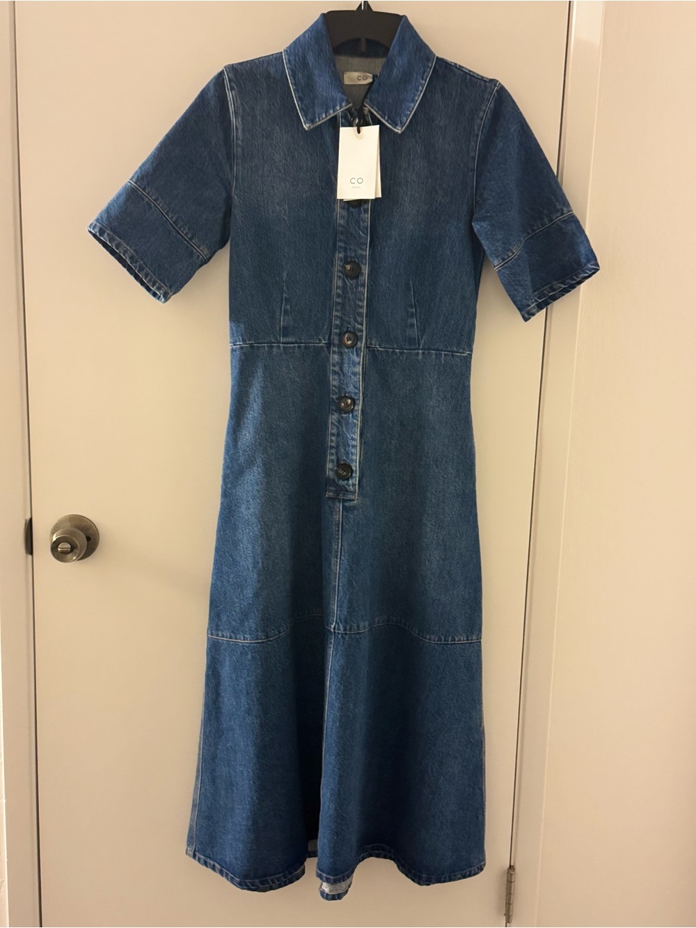 CO Blue Denim Button-Front Midi Dress - Picture 6 of 9